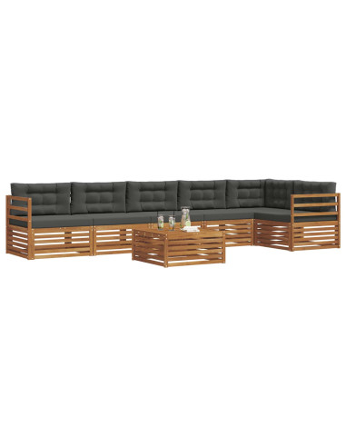 Set di divani da esterno con cuscino 7 pcs Naturale e Antracite