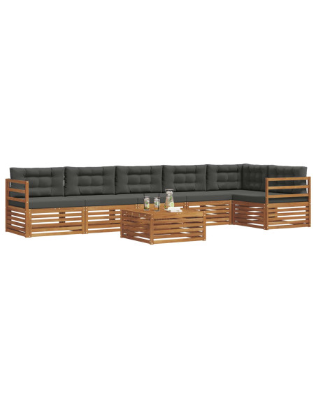 Set di divani da esterno con cuscino 7 pcs Naturale e Antracite