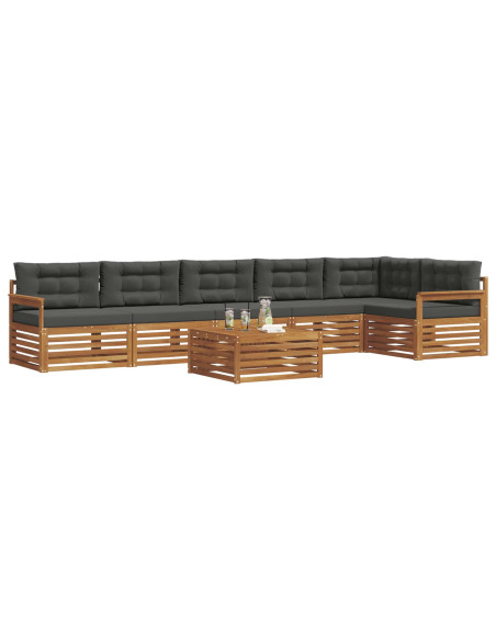 Set di divani da esterno con cuscino 7 pcs Naturale e Antracite