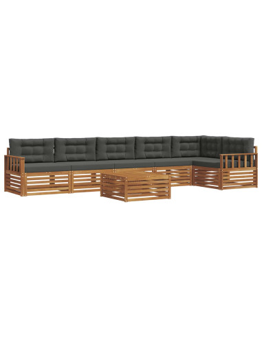 Set di divani da esterno con cuscino 7 pcs Naturale e Antracite