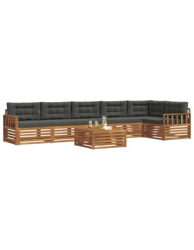 Set di divani da esterno con cuscino 7 pcs Naturale e Antracite