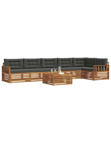 Set di divani da esterno con cuscino 7 pcs Naturale e Antracite