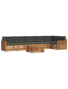 Set di divani da esterno con cuscino 7 pcs Naturale e Antracite 2