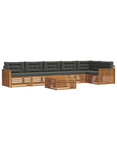 Set di divani da esterno con cuscino 7 pcs Naturale e Antracite