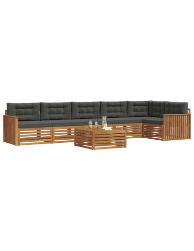 Set di divani da esterno con cuscino 7 pcs Naturale e Antracite