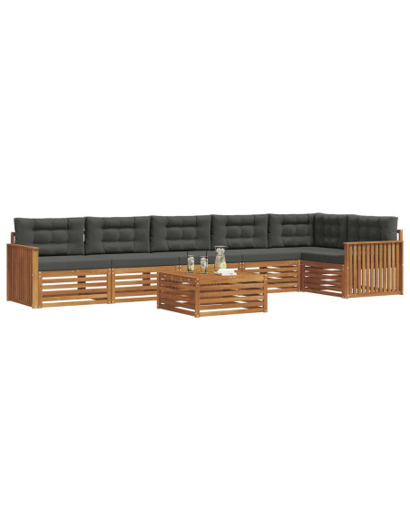 Set di divani da esterno con cuscino 7 pcs Naturale e Antracite