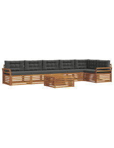 Set di divani da esterno con cuscino 7 pcs Naturale e Antracite 2