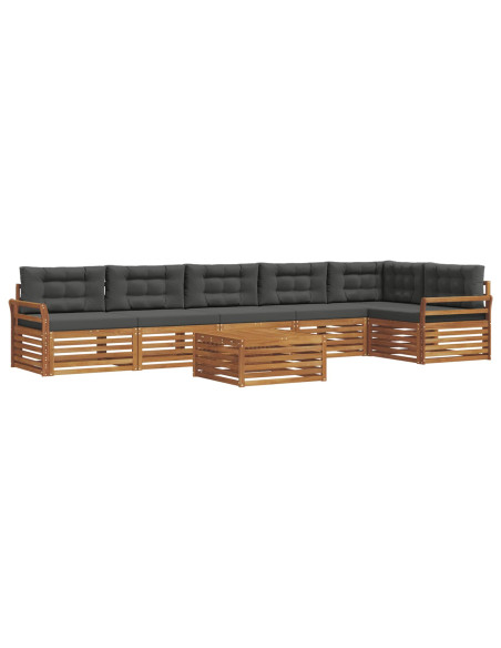 Set di divani da esterno con cuscino 7 pcs Naturale e Antracite