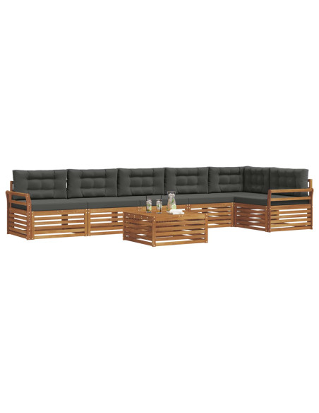 Set di divani da esterno con cuscino 7 pcs Naturale e Antracite