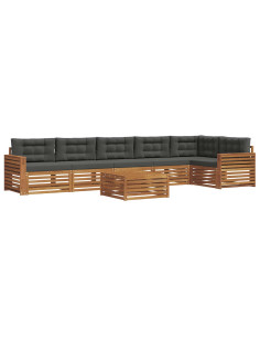 Set di divani da esterno con cuscino 7 pcs Naturale e Antracite 2