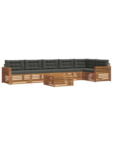 Set di divani da esterno con cuscino 7 pcs Naturale e Antracite