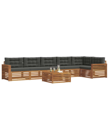 Set di divani da esterno con cuscino 7 pcs Naturale e Antracite