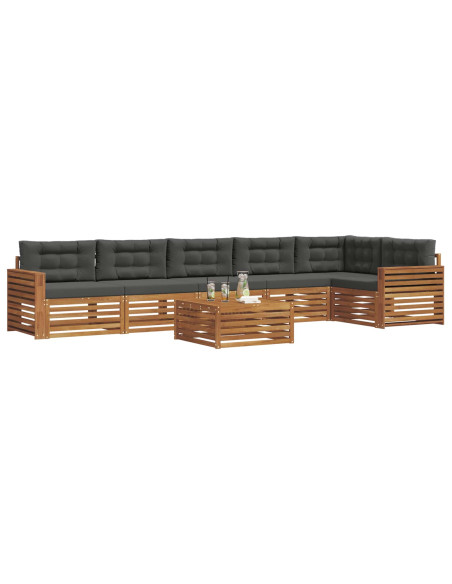 Set di divani da esterno con cuscino 7 pcs Naturale e Antracite