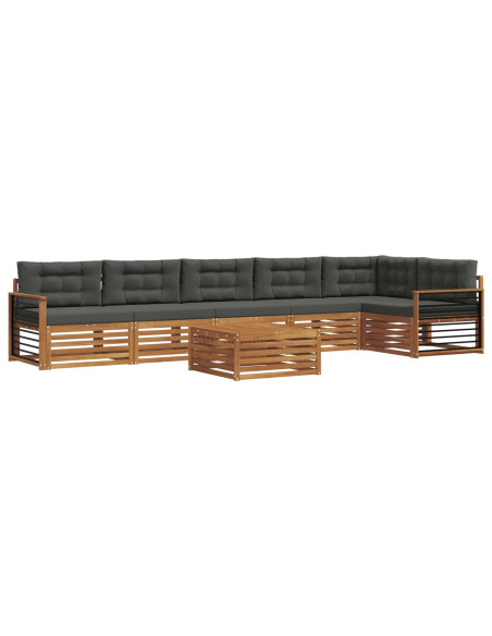 Set di divani da esterno con cuscino 7 pcs Naturale e Antracite