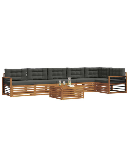 Set di divani da esterno con cuscino 7 pcs Naturale e Antracite