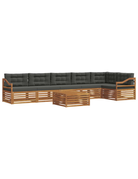 Set di divani da esterno con cuscino 7 pcs Naturale e Antracite