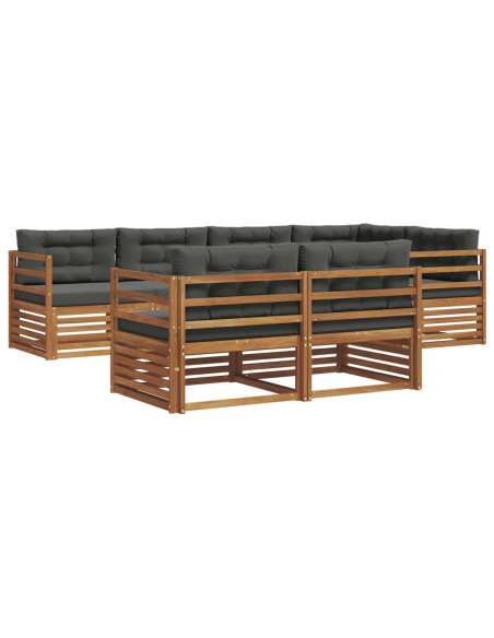 Set di divani da esterno con cuscino 7 pcs Naturale e Antracite