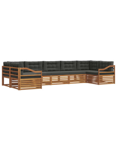 Set di divani da esterno con cuscino 7 pcs Naturale e Antracite