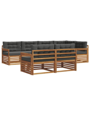 Set di divani da esterno con cuscino 7 pcs Naturale e Antracite