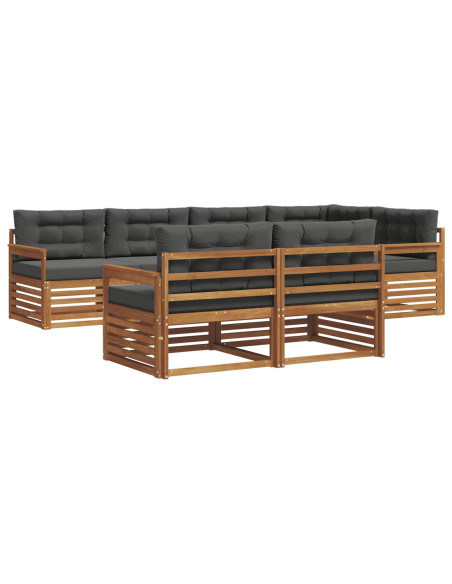 Set di divani da esterno con cuscino 7 pcs Naturale e Antracite