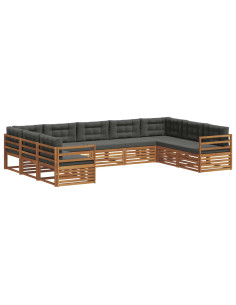 Set di divani da esterno con cuscino 9 pcs Naturale e Antracite 2