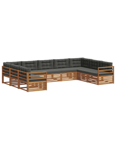 Set di divani da esterno con cuscino 9 pcs Naturale e Antracite