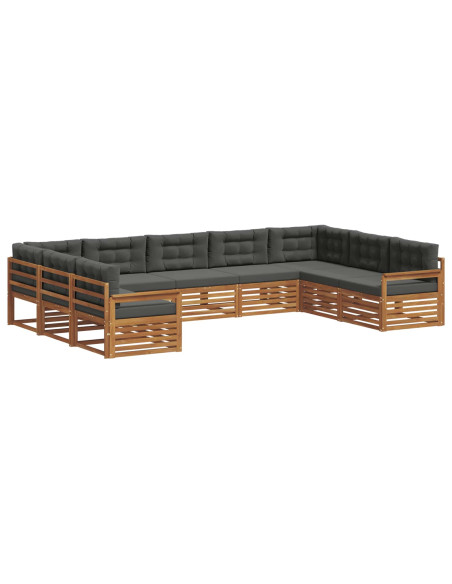 Set di divani da esterno con cuscino 9 pcs Naturale e Antracite