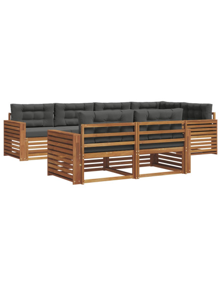 Set di divani da esterno con cuscino 7 pcs Naturale e Antracite