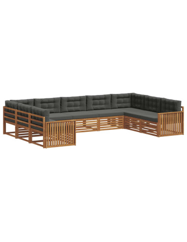 Set di divani da esterno con cuscino 9 pcs Naturale e Antracite