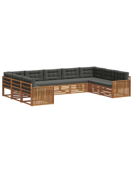 Set di divani da esterno con cuscino 9 pcs Naturale e Antracite