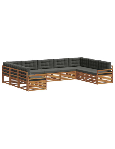 Set di divani da esterno con cuscino 9 pcs Naturale e Antracite