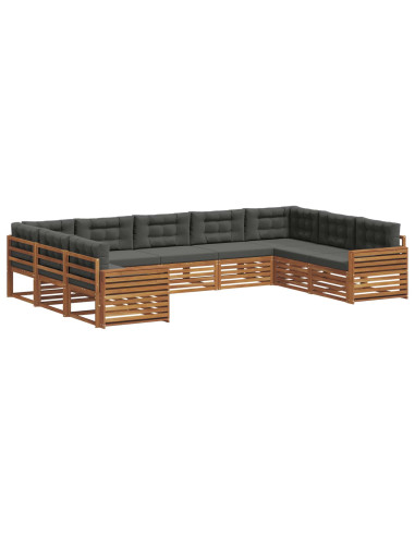 Set di divani da esterno con cuscino 9 pcs Naturale e Antracite