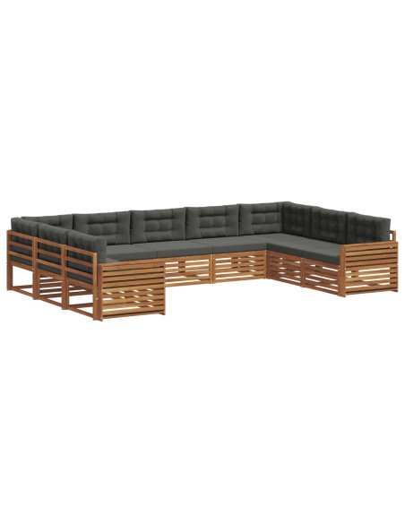 Set di divani da esterno con cuscino 9 pcs Naturale e Antracite