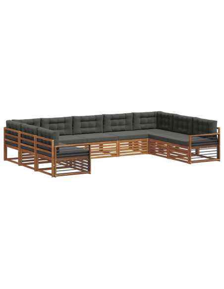 Set di divani da esterno con cuscino 9 pcs Naturale e Antracite
