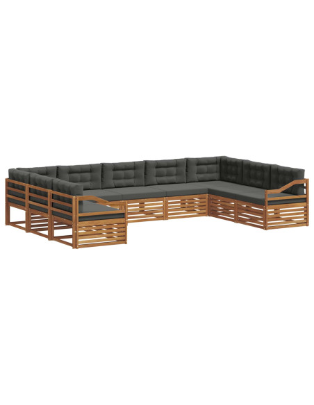 Set di divani da esterno con cuscino 9 pcs Naturale e Antracite