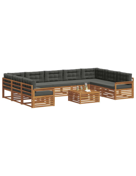 Set di divani da esterno 10 pcs Naturale e Antracite