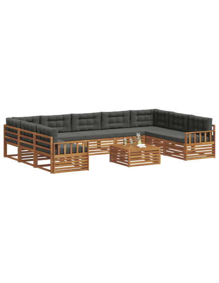 Set di divani da esterno 10 pcs Naturale e Antracite