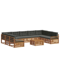 Set di divani da esterno 10 pcs Naturale e Antracite 2
