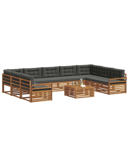 Set di divani da esterno 10 pcs Naturale e Antracite