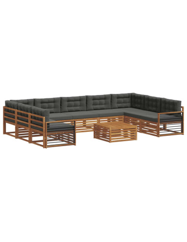 Set di divani da esterno 10 pcs Naturale e Antracite
