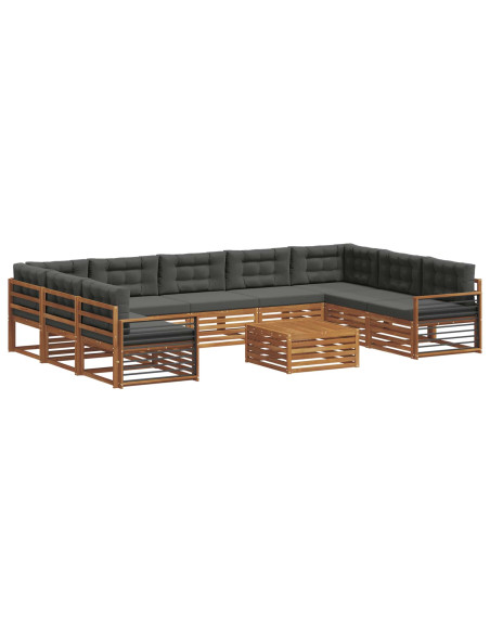 Set di divani da esterno 10 pcs Naturale e Antracite