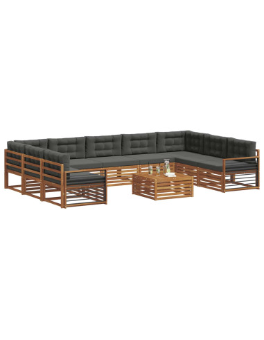 Set di divani da esterno 10 pcs Naturale e Antracite