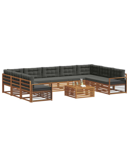Set di divani da esterno 10 pcs Naturale e Antracite