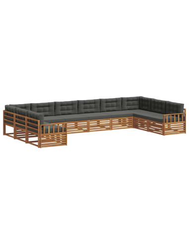 Set divani 5 pcs Naturale e Antracite Legno di Acacia Massello