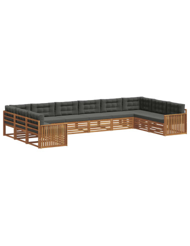 Set divani 7 pcs Naturale e Antracite Legno di Acacia Massello