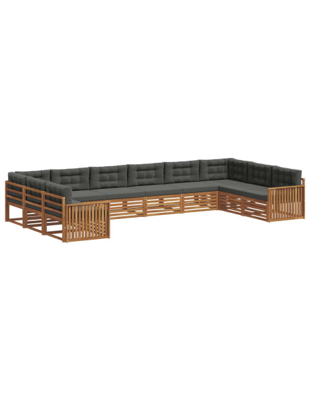 Set divani 7 pcs Naturale e Antracite Legno di Acacia Massello