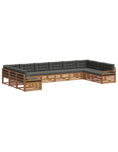 Set divani 7 pcs Naturale e Antracite Legno di Acacia Massello 2