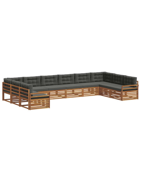 Set divani 7 pcs Naturale e Antracite Legno di Acacia Massello
