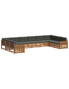 Set divani 6 pcs Naturale e Antracite Legno di Acacia Massello 2