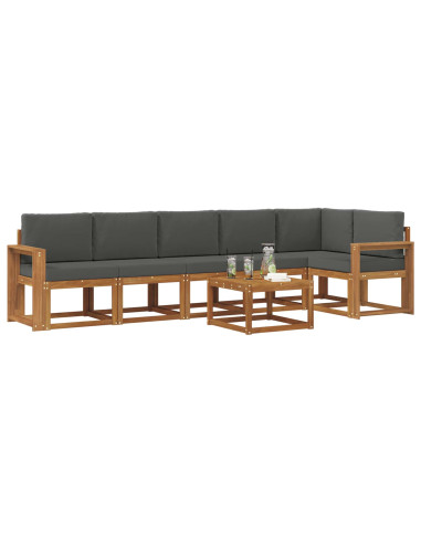 Set di divani da esterno con cuscino 7 pcs Naturale e Antracite